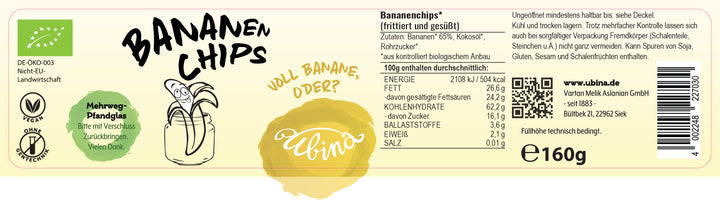 BIO-Bananenchips, 160g